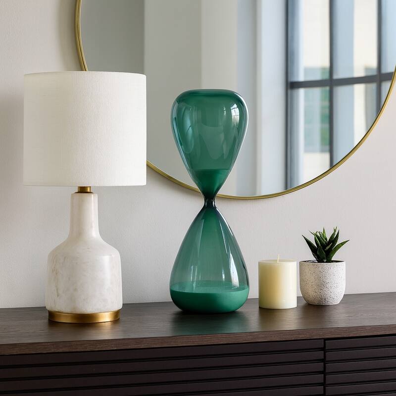 Modern Glass Hourglass Sculpture - Home Decor