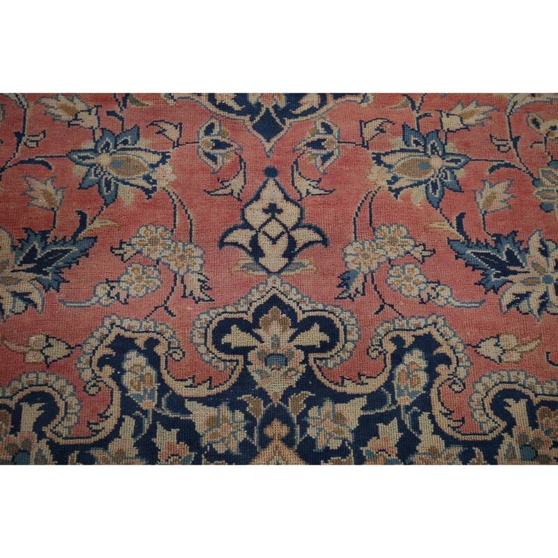 Traditional Pink Najafabad Persian Vintage Rug Handmade Wool Carpet - 9'8" x 12'9"