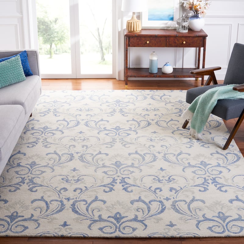 SAFAVIEH Handmade Jardin Alegria Scroll Wool Rug - 8' x 10' - Ivory/Blue