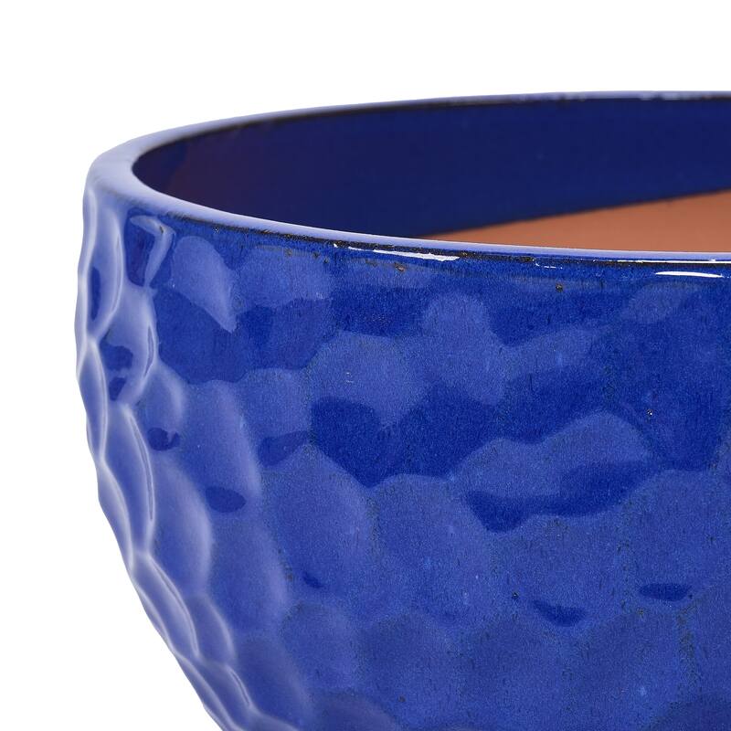 Ceramic Pots in Cobalt Blue Violets and Herbs with Breathable Design