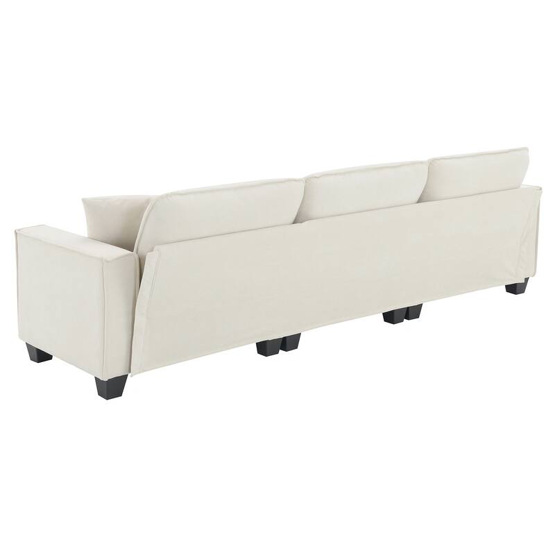 100" Modern Convertible Sectional Sofa - Velvet L Shape Couch with Pillows and Ottoman