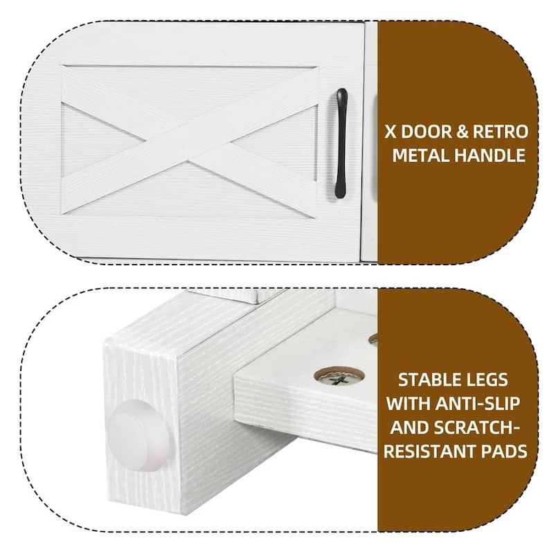 LED TV Stand for 75/65 Inch TV Table Cabinet White & Black - 65 inches