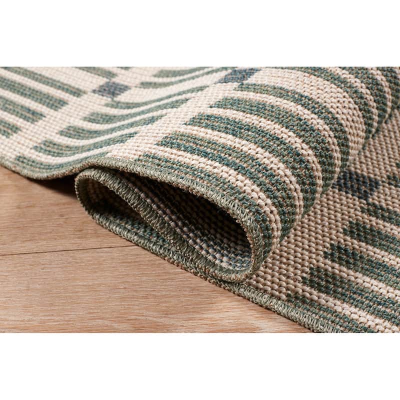 Terra by Obeetee Canyon Grid Green Rug - 3'3" x 5'