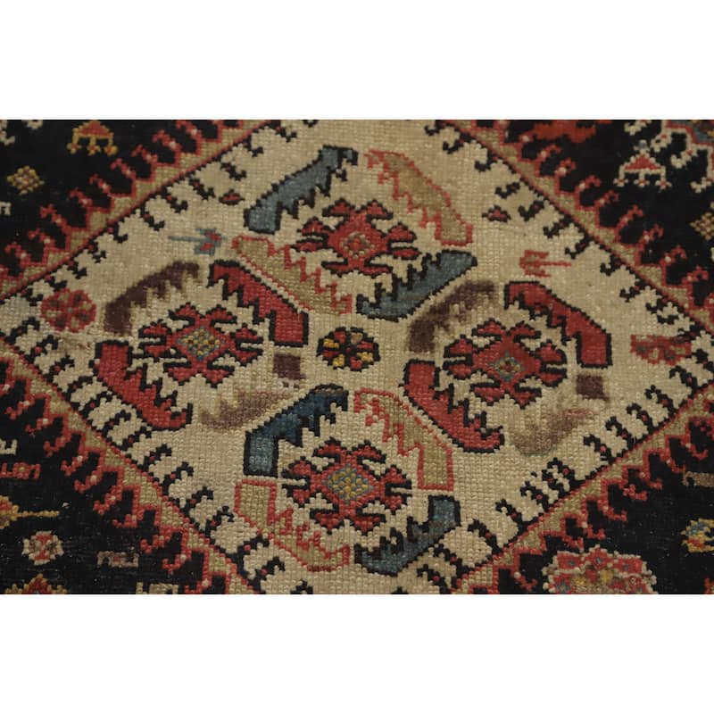 Hand Knotted Oriental 100% Wool Carpet Traditional Tribal Multi-Colored Shiraz Runner Rug - 9' 7'' X 4' 3''