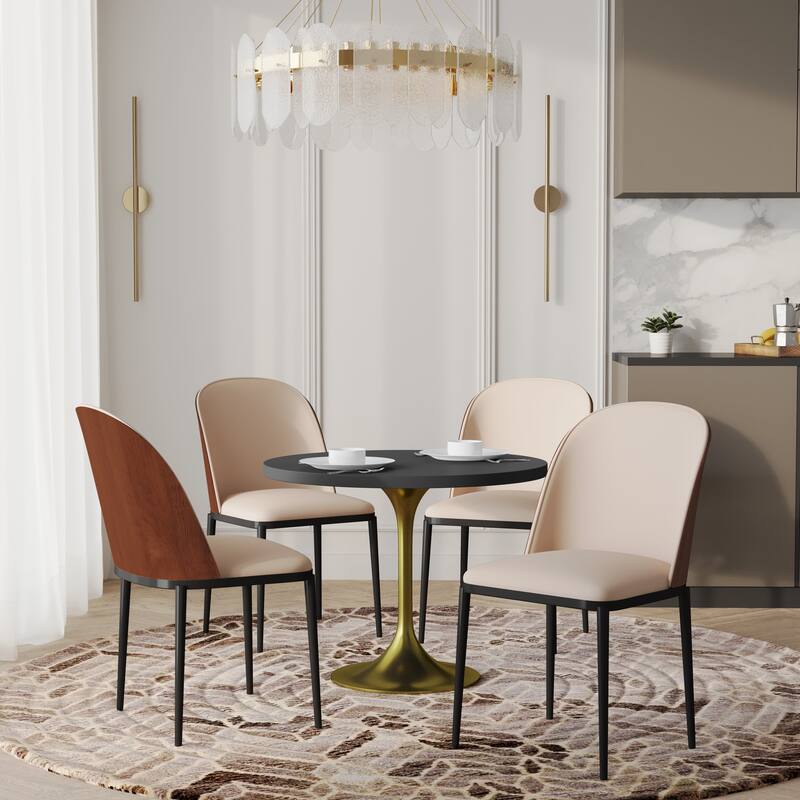 Verve 5-Piece Dining Set 36-Inch Round MDF Tabletop Dining Table and 4 Side Chairs