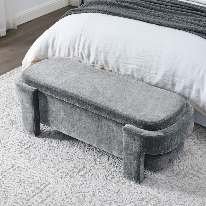 Chenille Upholstered Bench
