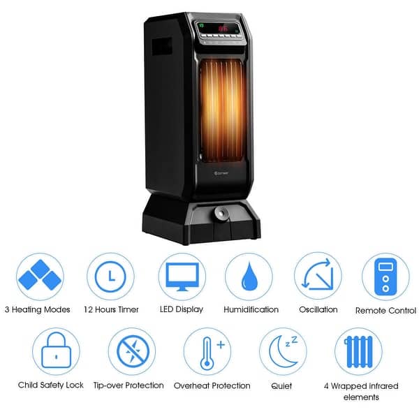 Shop Costway Electric Space Heater 1500w 12h Timer Humidifier Remote Overstock 25670851