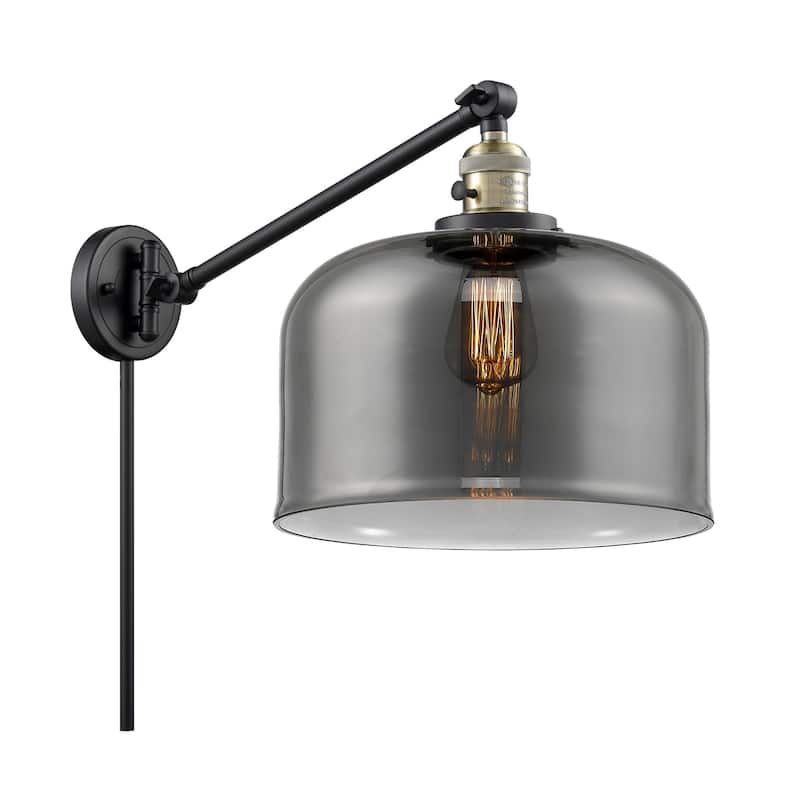 Innovations Lighting X-Large Bell Single Light 13" Tall Bathroom - Black Antique Brass / Smoked