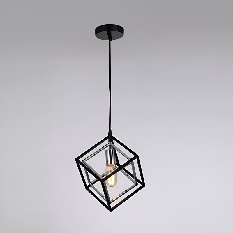 1-Light Geometric Cube Lantern, Sci-fi Square / Rectangle Pendant