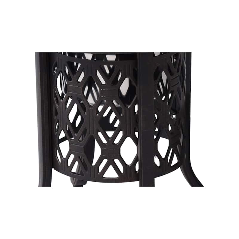 Patio Aluminum Side Table w/ Food Grade 304 Stainless Steel Ice Bucket - 21"Round-Ice-Bucket
