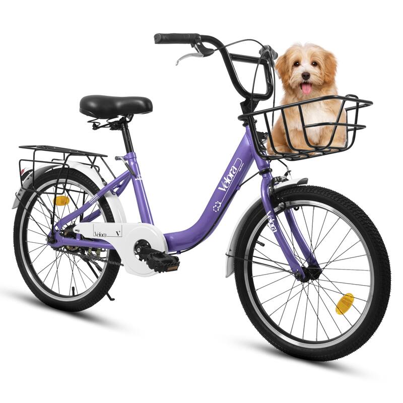 20 Inch Kids Steel Frame Bike, 7-Speed Children Bicycle with Coaster Brake, V-Brake, Chain Guard & Rear Rack for Boys & Girls
