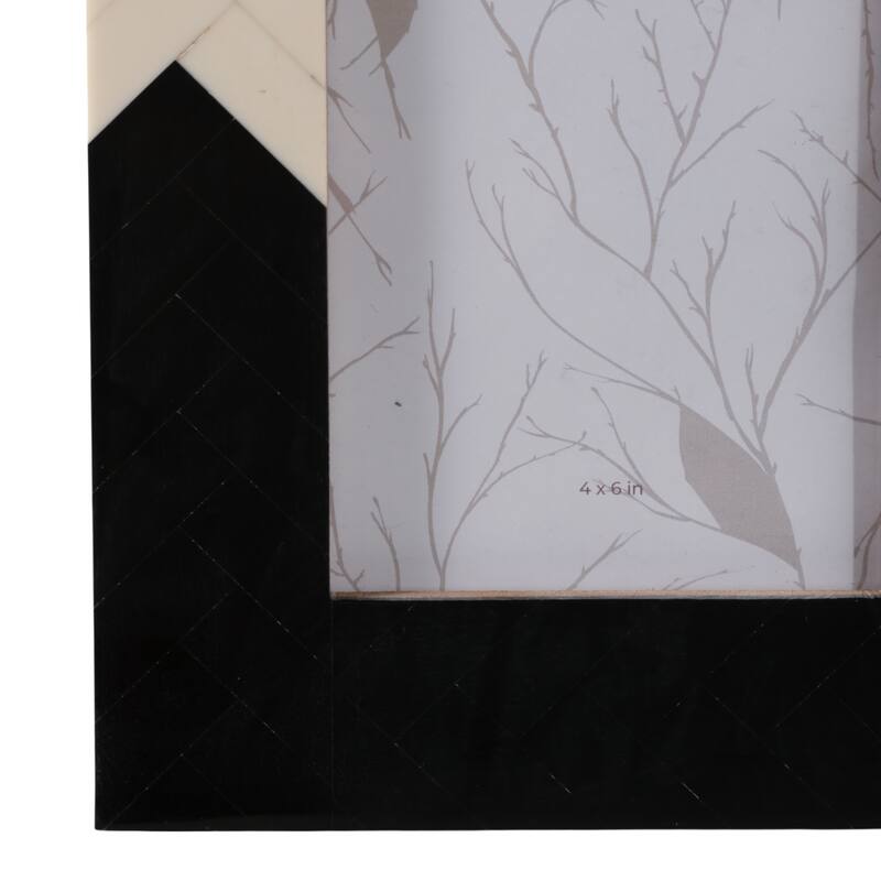 Resin Herringbone 2-Tone Photo Frame - Ivory