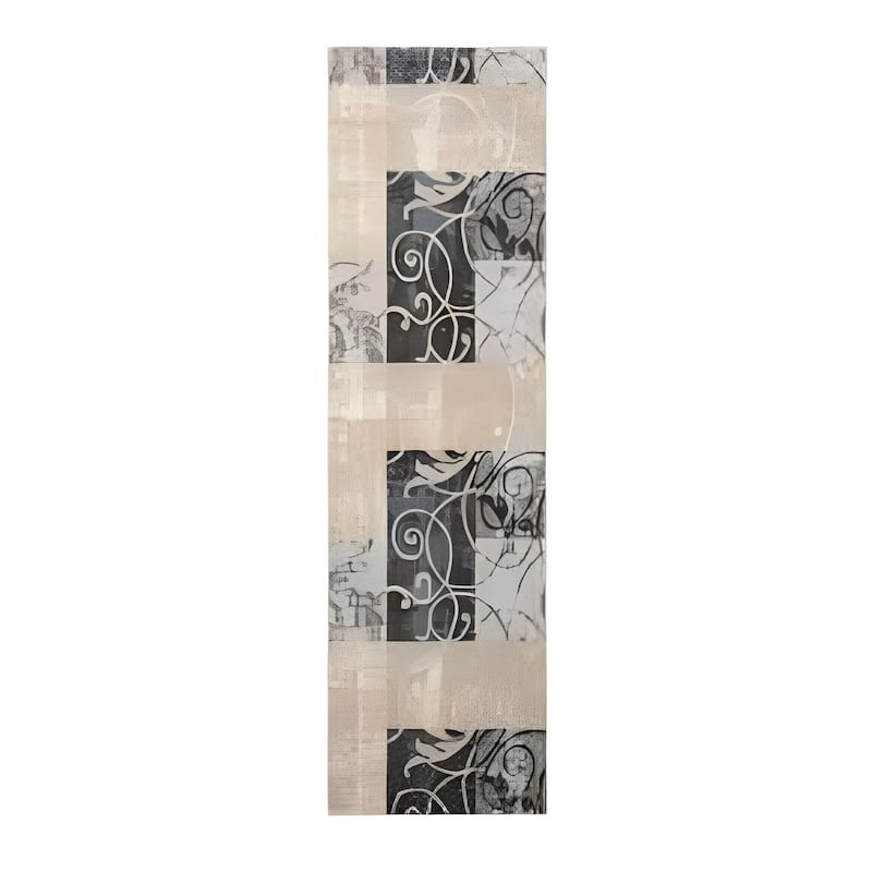 Gesuy Power Loomed Abstract Floral Non Skid Stain Resistant Area Rug By HomeRoots - 90' X '26' X '0.5