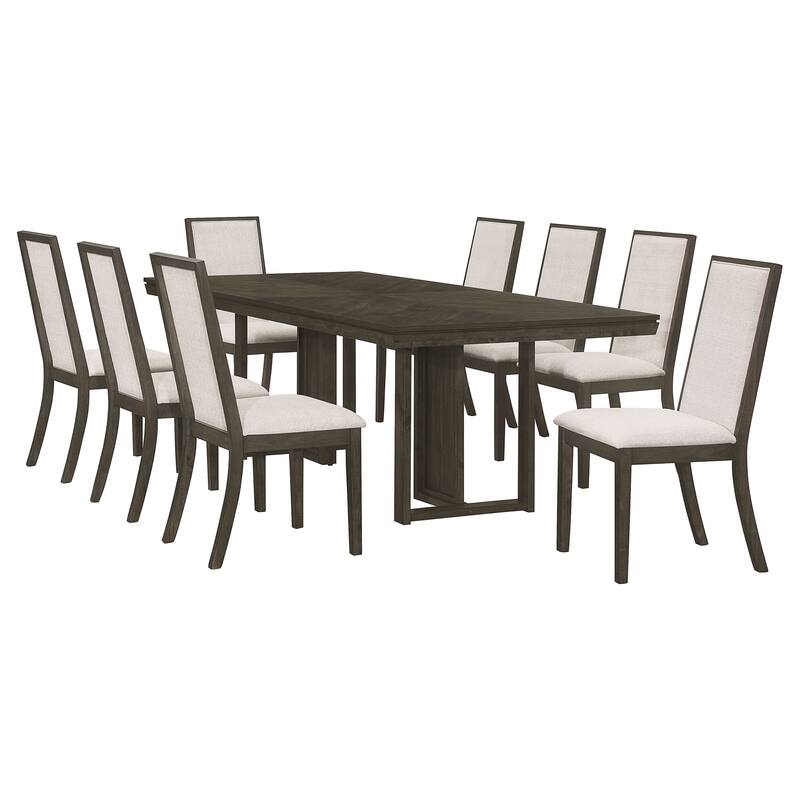 Kelly Beige and Dark Grey Rectangular Dining Table Set