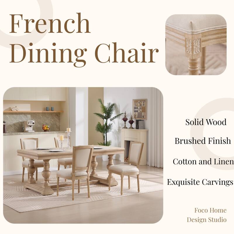 French Country Wire Drawing & Carving Techniques Dining Chairs with Backrest (Set of 2)