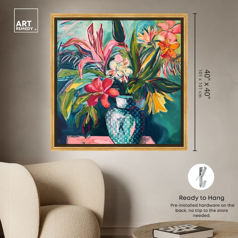 Art Remedy Vase Of Tropical Flowers Framed Flowers In Vase Paintings