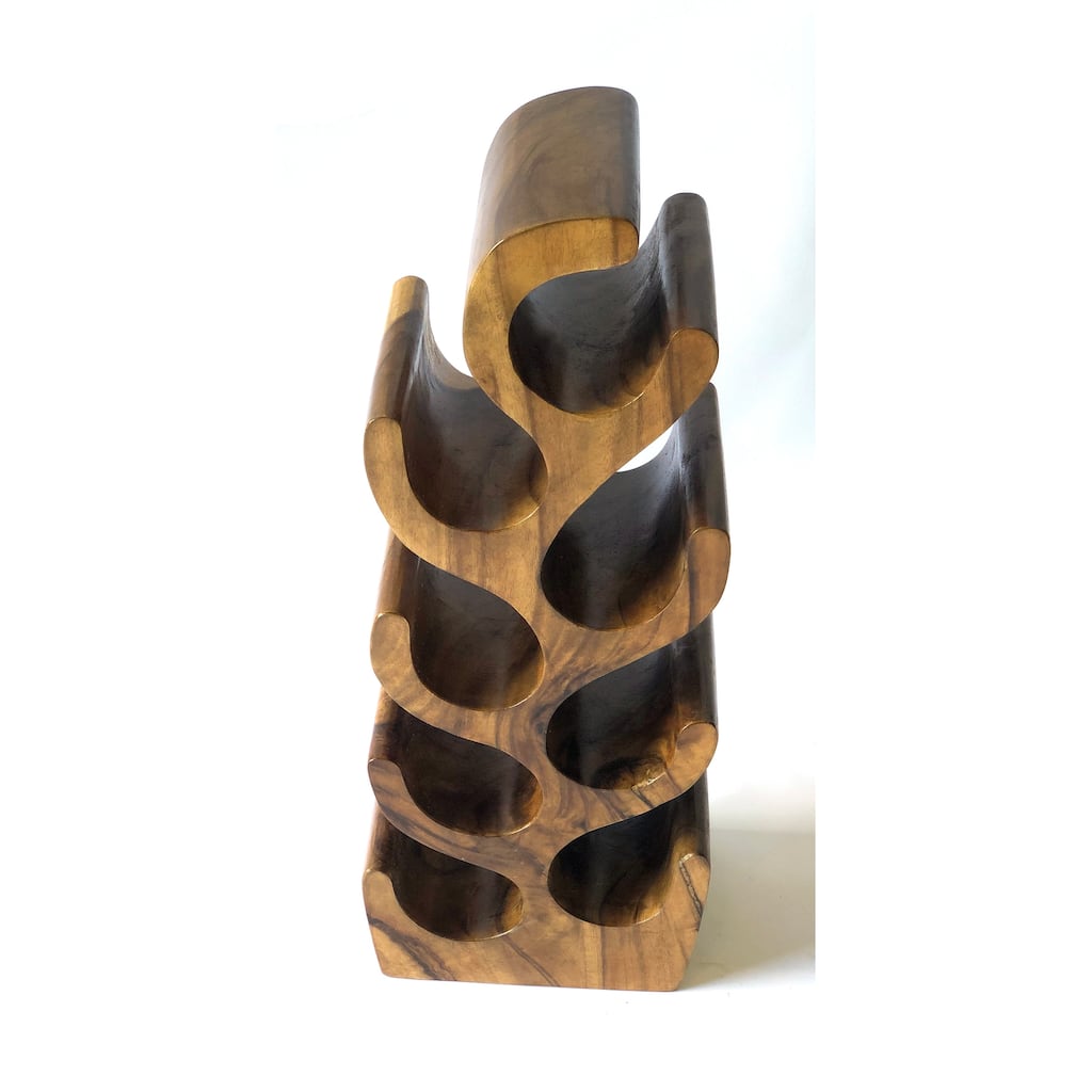 Suar Wood 8 Bottle Wine Holder Natural Finishing