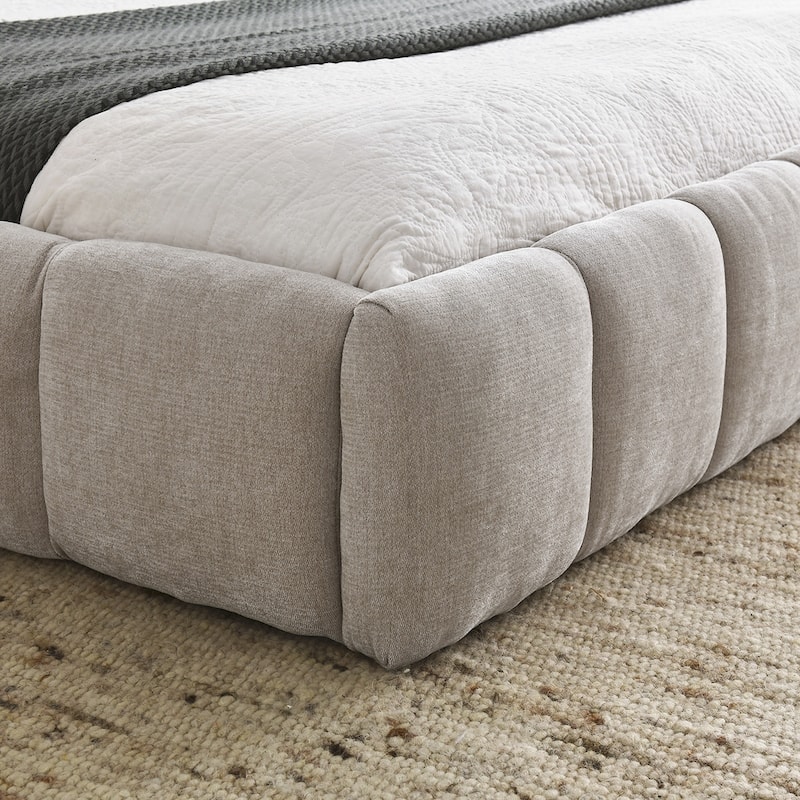 Queen Size Chenille Fabric Bed Frame