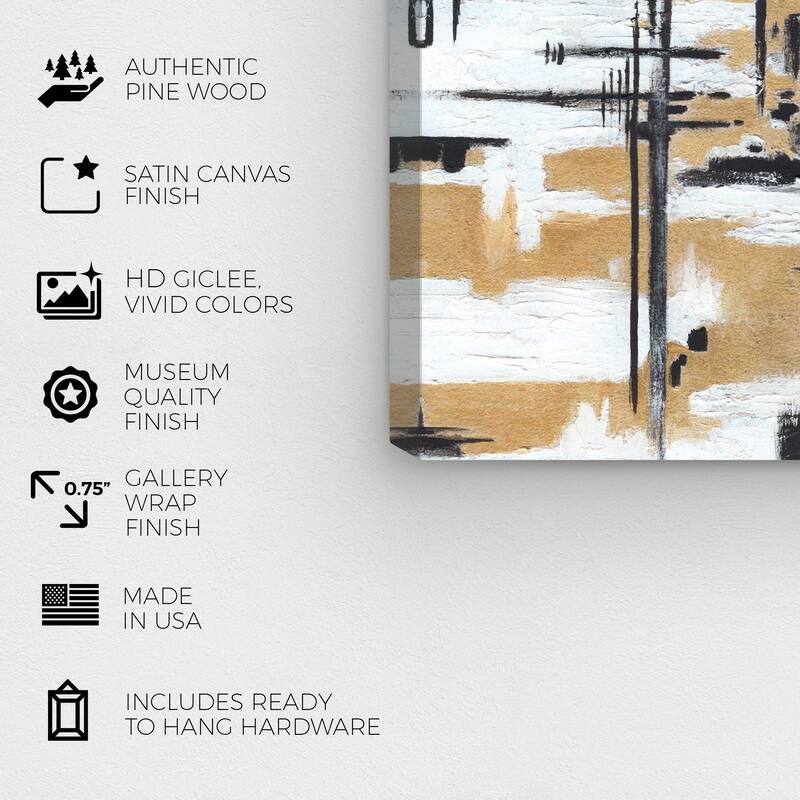 Wynwood Studio Abstract Puzzling I Gold and Pastel Gold Modern & Contemporary Wall Art Canvas Print