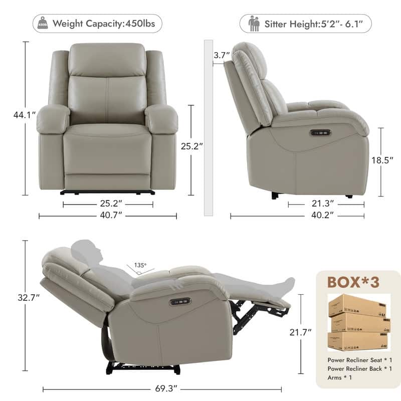 Hadlee Power Recliner Chairs with Power Headrest & Charging Ports