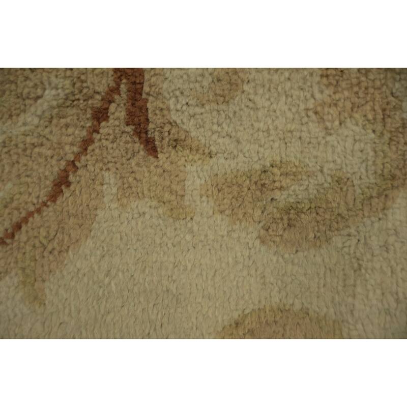 Hand Knotted Oriental 100% Wool Carpet Traditional Floral Beige & Ivories Aubusson Area Rug - 9' 6'' X 7' 7''