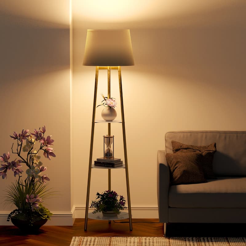 LED Column Floor Lamp Standing Organizer Storage Shelf Table Lamp - 14x62.4 inch