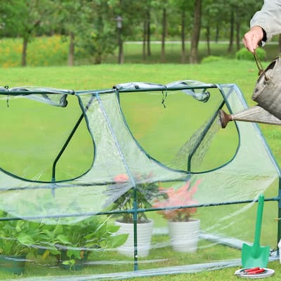 Aoodor Mini Greenhouse PVC Cover Waterproof 2 Zipper Doors 4x2x2 ft. Transparent - 4x2x2 ft.