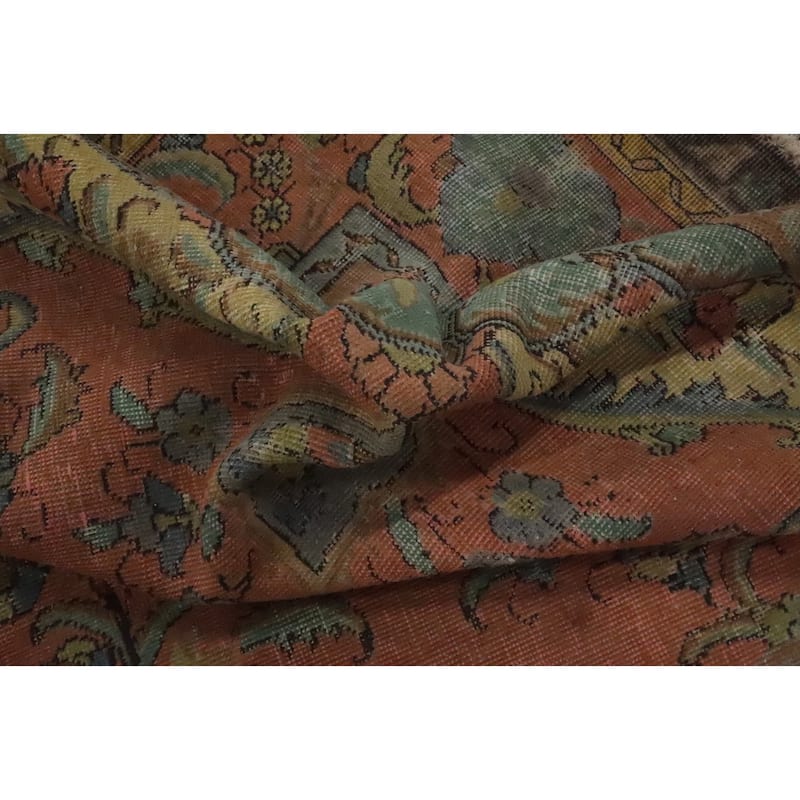 Hand Knotted Oriental 100% Wool Carpet Traditional Floral Oranges & Rust Tabriz Area Rug - 12' 8'' X 9' 4''