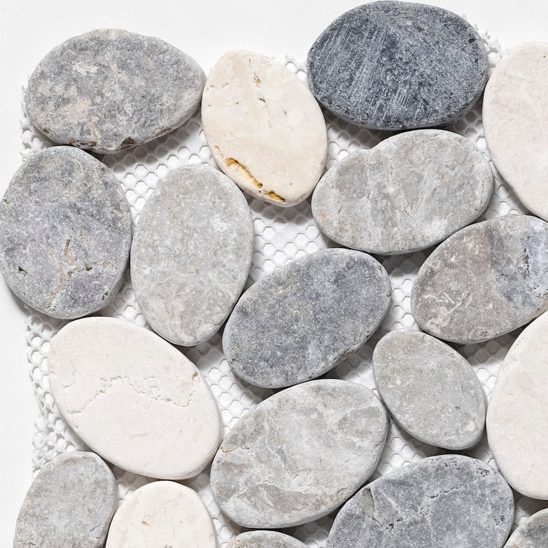 Coin Marble 11 in. x 11 in. Marble Mesh-Mounted Mosaic Wall and Floor Tile