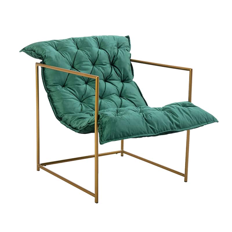 Italy shine velvet Upholstered Tufted Armchair With Golden Legs