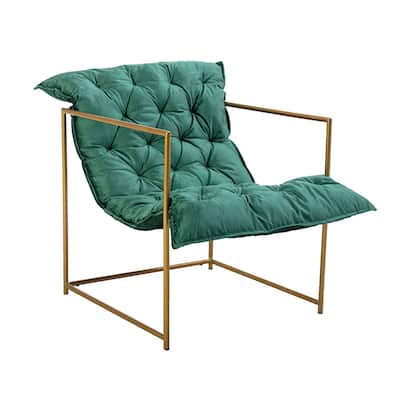 Modern Velvet Accent Chair with Gold Metal Frame