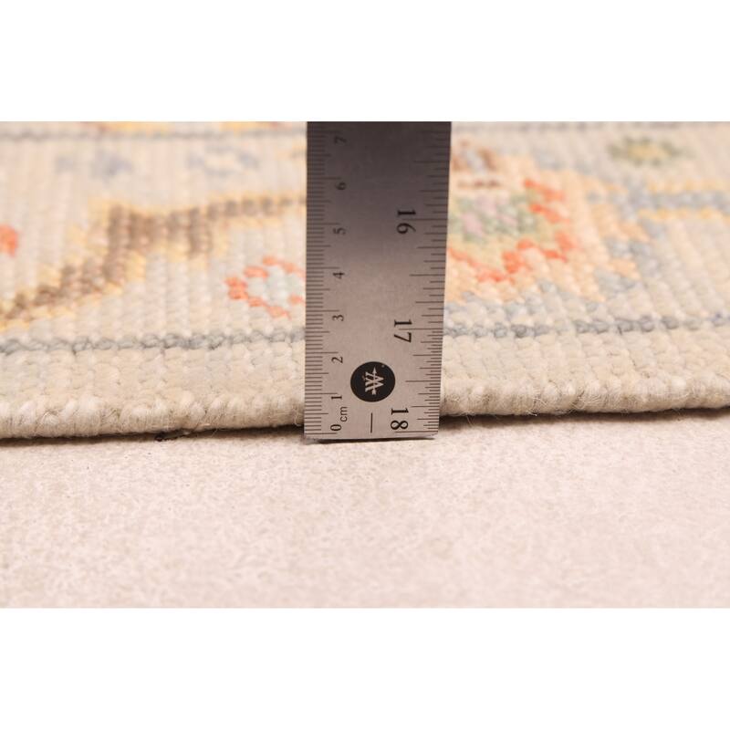 ECARPETGALLERY Hand-knotted Modern Oushak Light Grey Wool Rug - 2'7 x 8'1