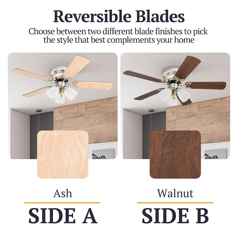 42" Prominence Home Whitley Satin Nickel Indoor LED Ceiling Fan with Light, Pull Chain
