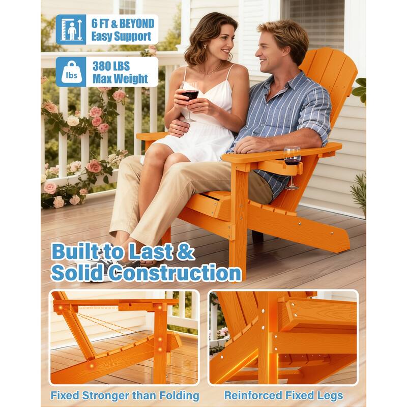 WINSOON All Weather HIPS Outdoor Plastic Adirondack Chairs Set of 2