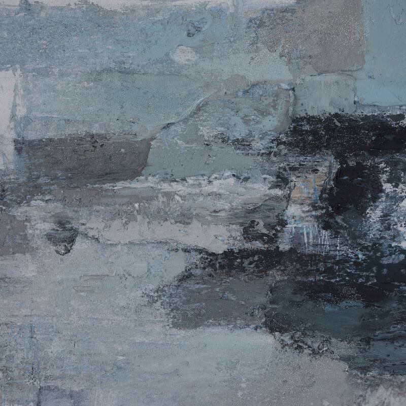 Blue Canvas Abstract Living Room Framed Wall Art with Black Frame