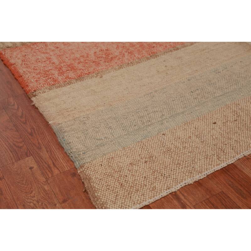 Hand Woven Oriental 100% Jute Carpet Southwestern Modern Multi-Colored Kilim Area Rug - 13' 5'' X 10' 8''