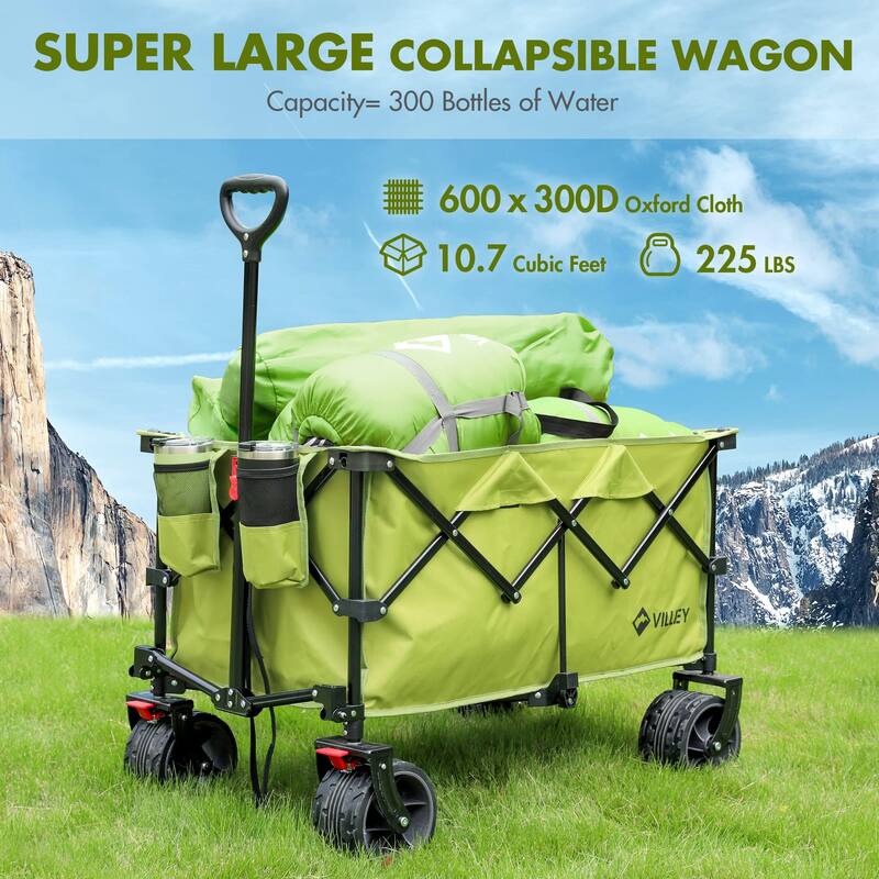 Collapsible Folding Wagon with Big Wheels, All Terrain Wagons Carts