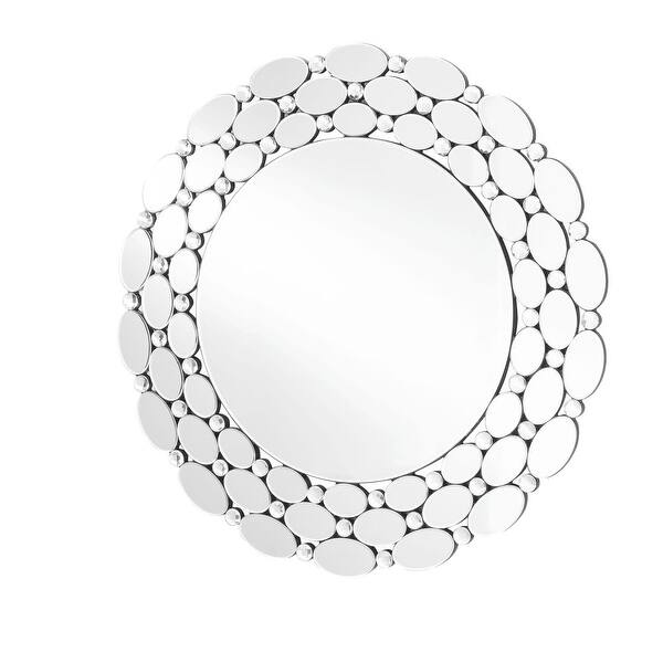 slide 1 of 1, Elegant Lighting MR9128 Modern 35" Diameter Circular Framed Bathroom Clear