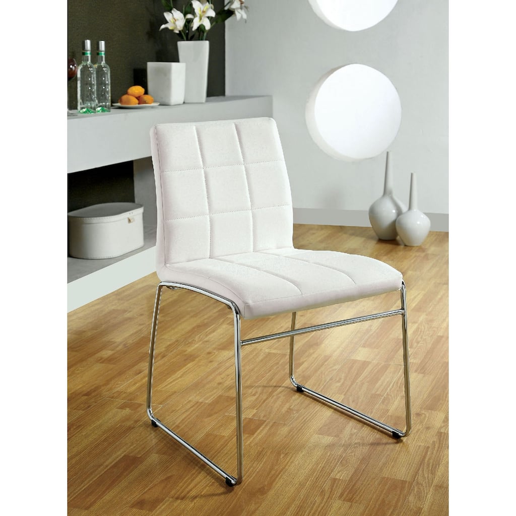 2PCS Leatherette Dining Chairs,Side Chair with Chrome Metal Legs