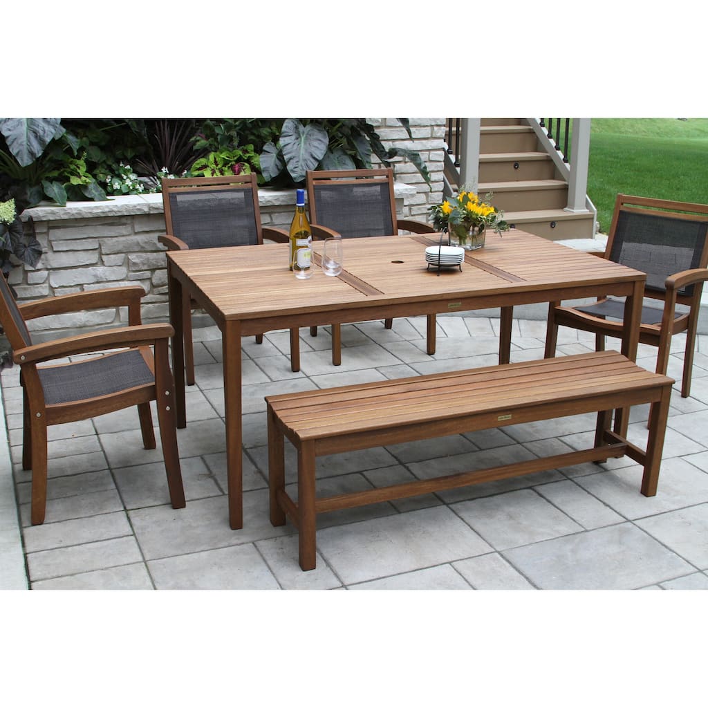 Eilaf 6 pc. Eucalyptus and Sling Dining Set with Bench