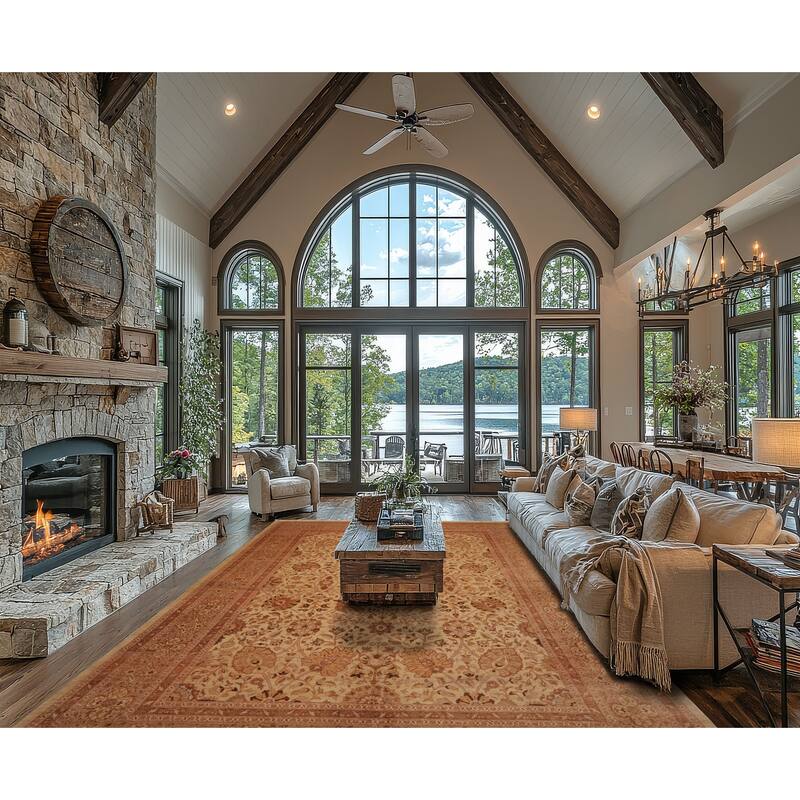 8'9''x11'8'' Traditional 250 KPSI Hand Knotted Beige Wool Area Rug - 8' 9'' x 11' 8''