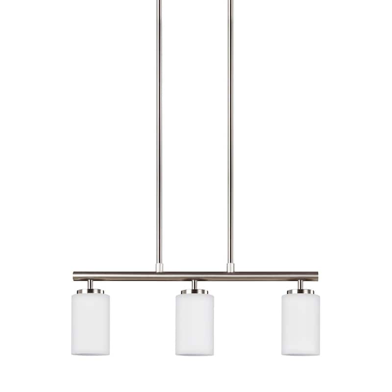 Bellevue Pope 3 Light 24" Wide Shaded Linear Chandelier with Etched - Brushed Nickel