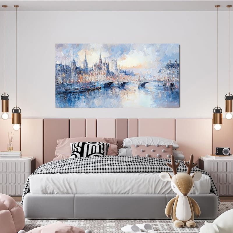 Artwork for Walls Vintage Blue City Wall Art Prints