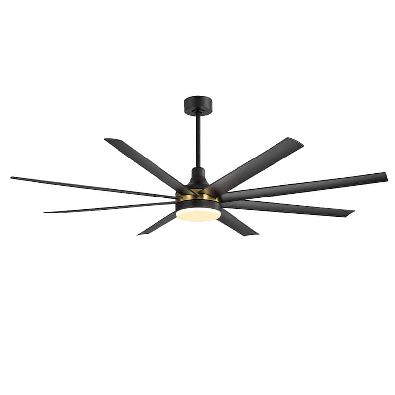 72-in Gold Large Indoor Ceiling Fan with Light Remote (8-Blade)
