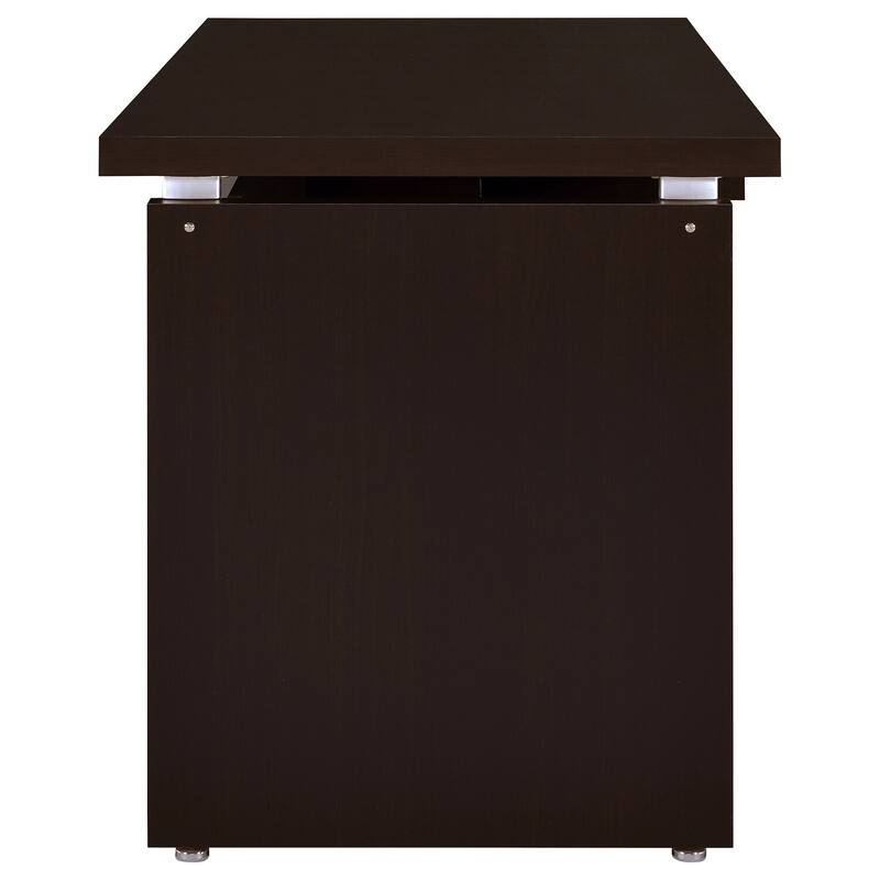 Computer Desk - Drop Down Drawer, Cappuccino Finish, Modern L-Shape Design