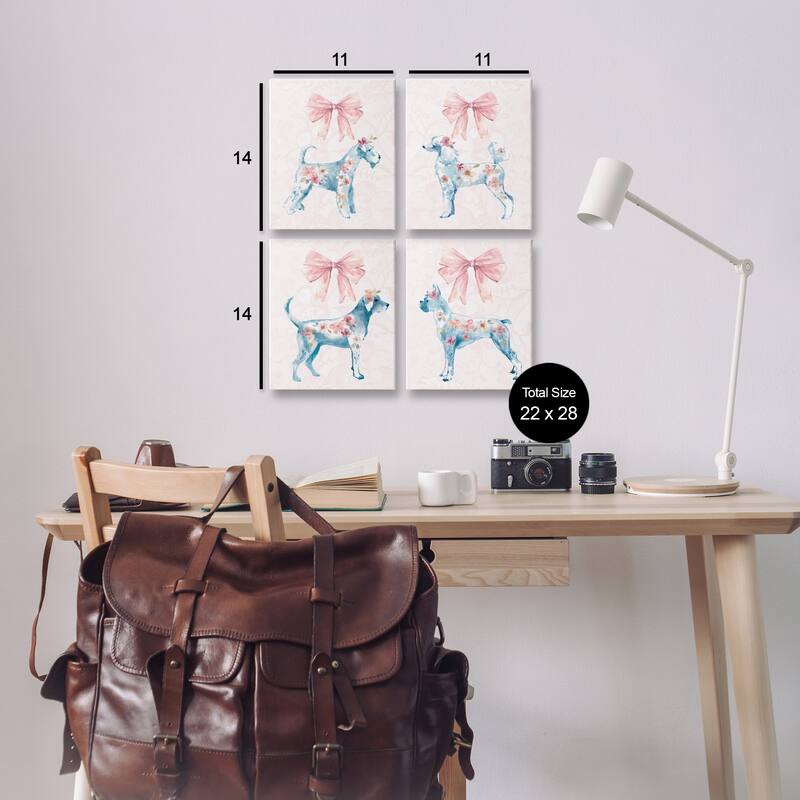 Stupell Chic Stylish Pastel Dogs Canvas Wall Art Design By Carol Robinson (Set of 4)