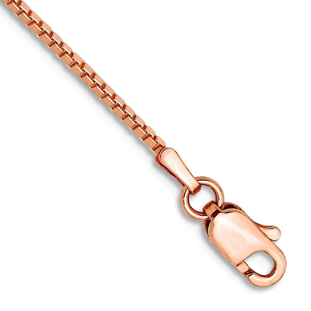 Curata 14k Rose Gold 7" Solid 1mm Box Link Chain Bracelet