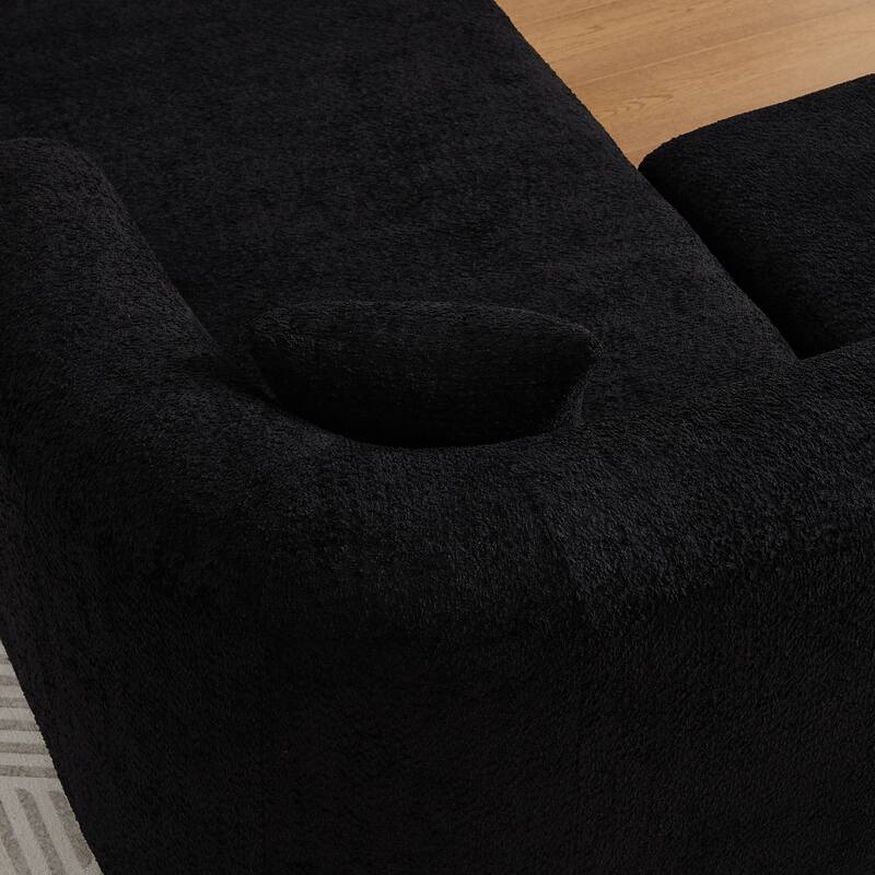 L-Shaped Modular Sectional Sofa, Comfy Chenille Boneless Cloud Couch, Corner Deep Seat Sofa with 2 Throw Pillows