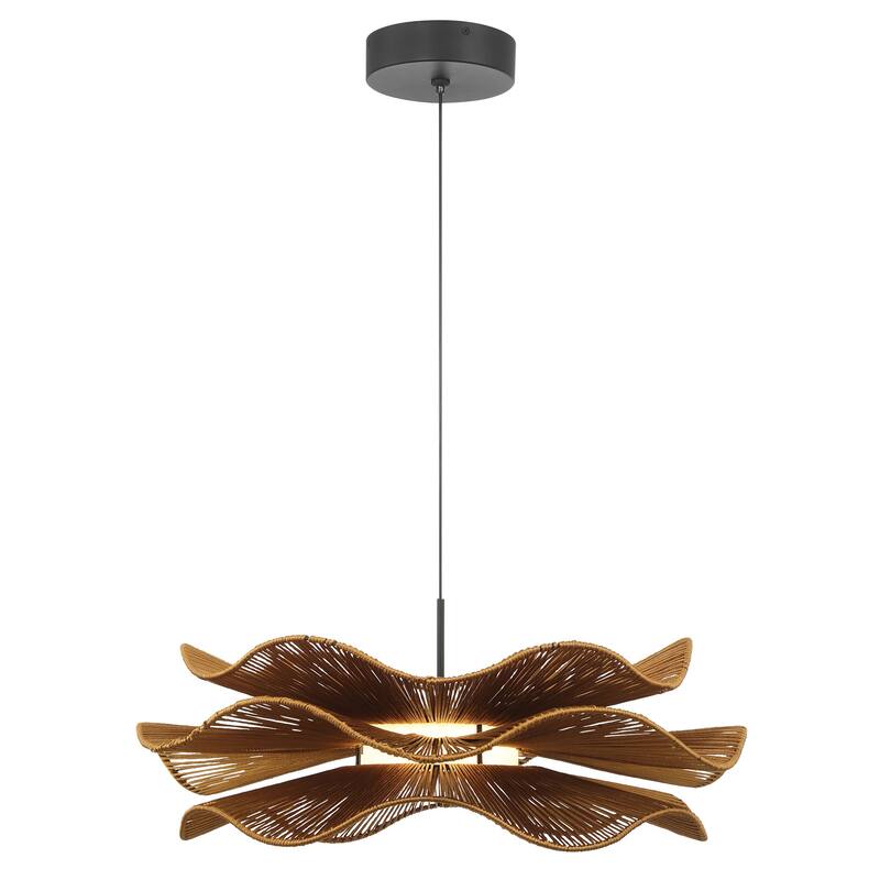 Wry Lighting Whisper Integrated LED Pendant in Latte Rope - Bronze