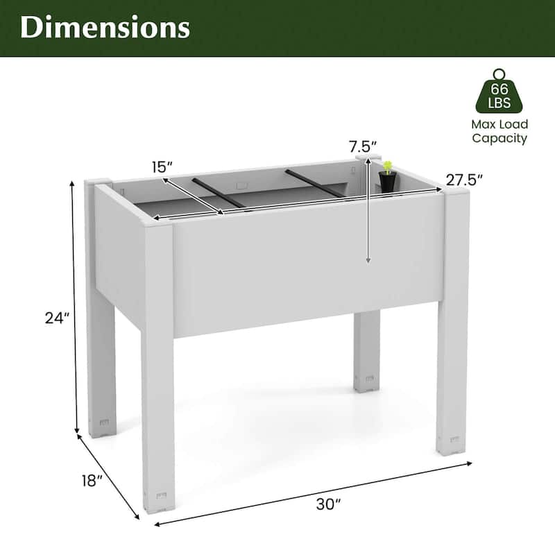 Costway Raised Garden Bed with Water Level Indicator Drainage Hole for - See Details